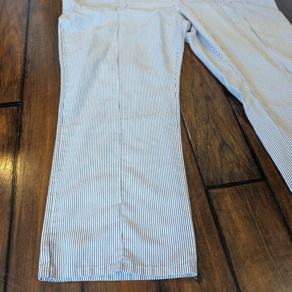 VTG Para Suit Coverall Men's Short-Sleeve Belted 52 Regular White/Gray striped - Picture 2 of 11